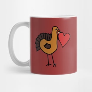 Thanksgiving Turkey With Red Heart Valentine on Valentines Day Mug